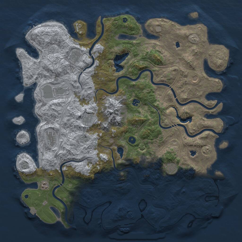 Rust Map: Procedural Map, Size: 5000, Seed: 514254558, 16 Monuments