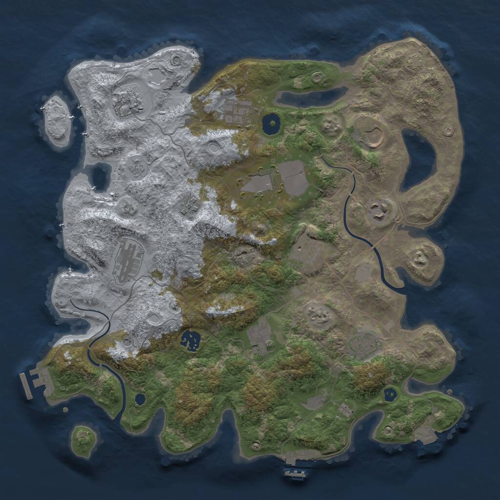 Rust Map: Procedural Map, Size: 3700, Seed: 1639465322, 17 Monuments