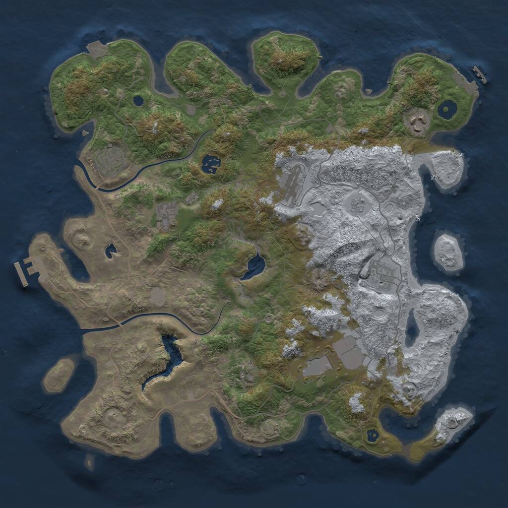 Rust Map: Procedural Map, Size: 4000, Seed: 1455241928, 13 Monuments