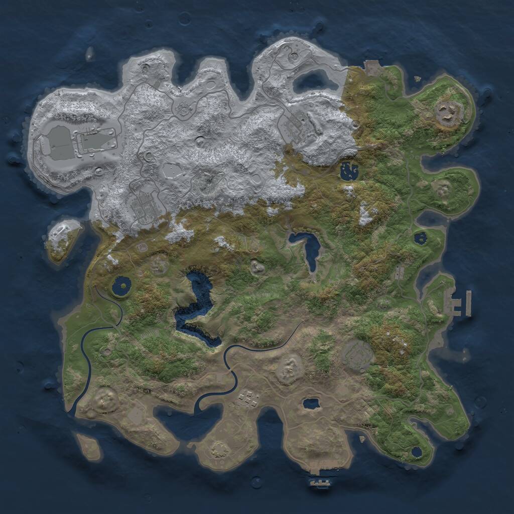 Rust Map: Procedural Map, Size: 4000, Seed: 844863822, 13 Monuments