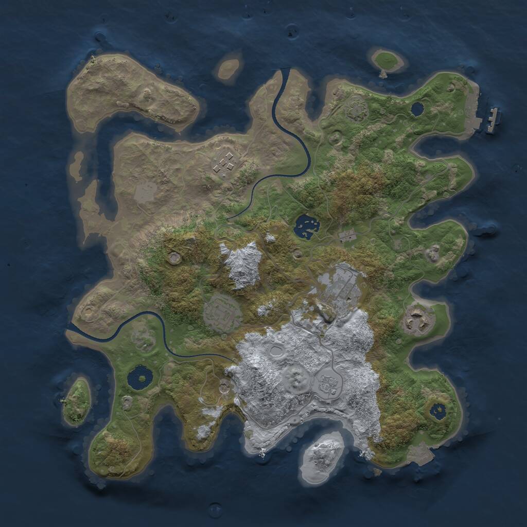 Rust Map: Procedural Map, Size: 3250, Seed: 353534, 10 Monuments