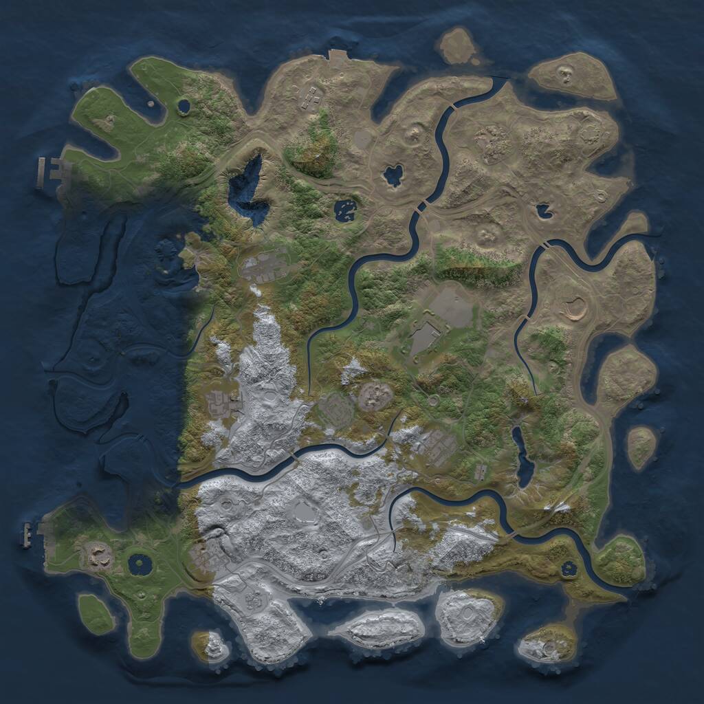 Rust Map: Procedural Map, Size: 4500, Seed: 568053777, 17 Monuments