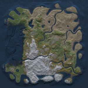 Thumbnail Rust Map: Procedural Map, Size: 4500, Seed: 568053777, 17 Monuments