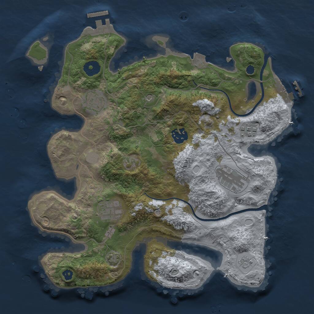 Rust Map: Procedural Map, Size: 3000, Seed: 159361086, 11 Monuments