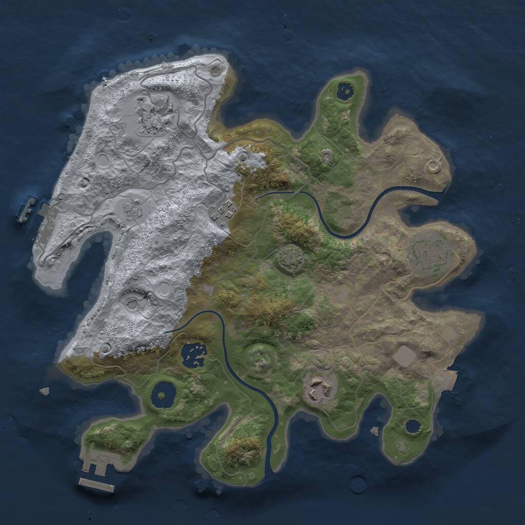 Rust Map: Procedural Map, Size: 3000, Seed: 50039, 11 Monuments