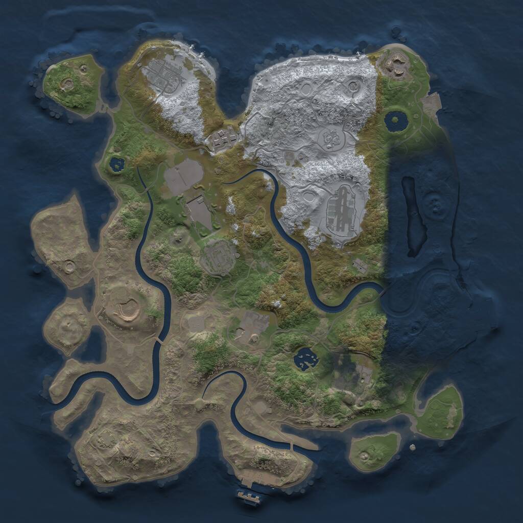 Rust Map: Procedural Map, Size: 3500, Seed: 562737188, 16 Monuments