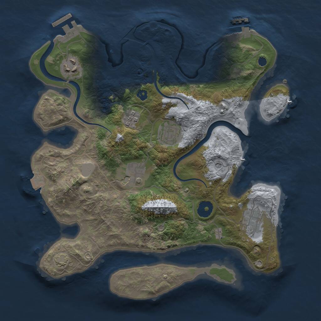 Rust Map: Procedural Map, Size: 3000, Seed: 8309, 10 Monuments