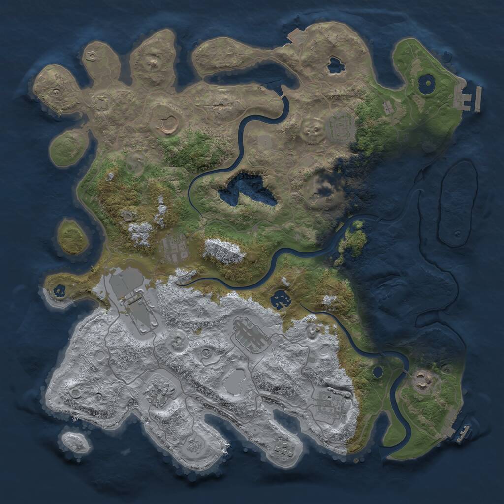 Rust Map: Procedural Map, Size: 4000, Seed: 121186631, 17 Monuments