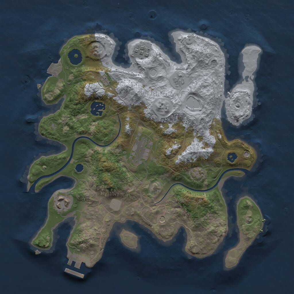 Rust Map: Procedural Map, Size: 3000, Seed: 656937643, 9 Monuments
