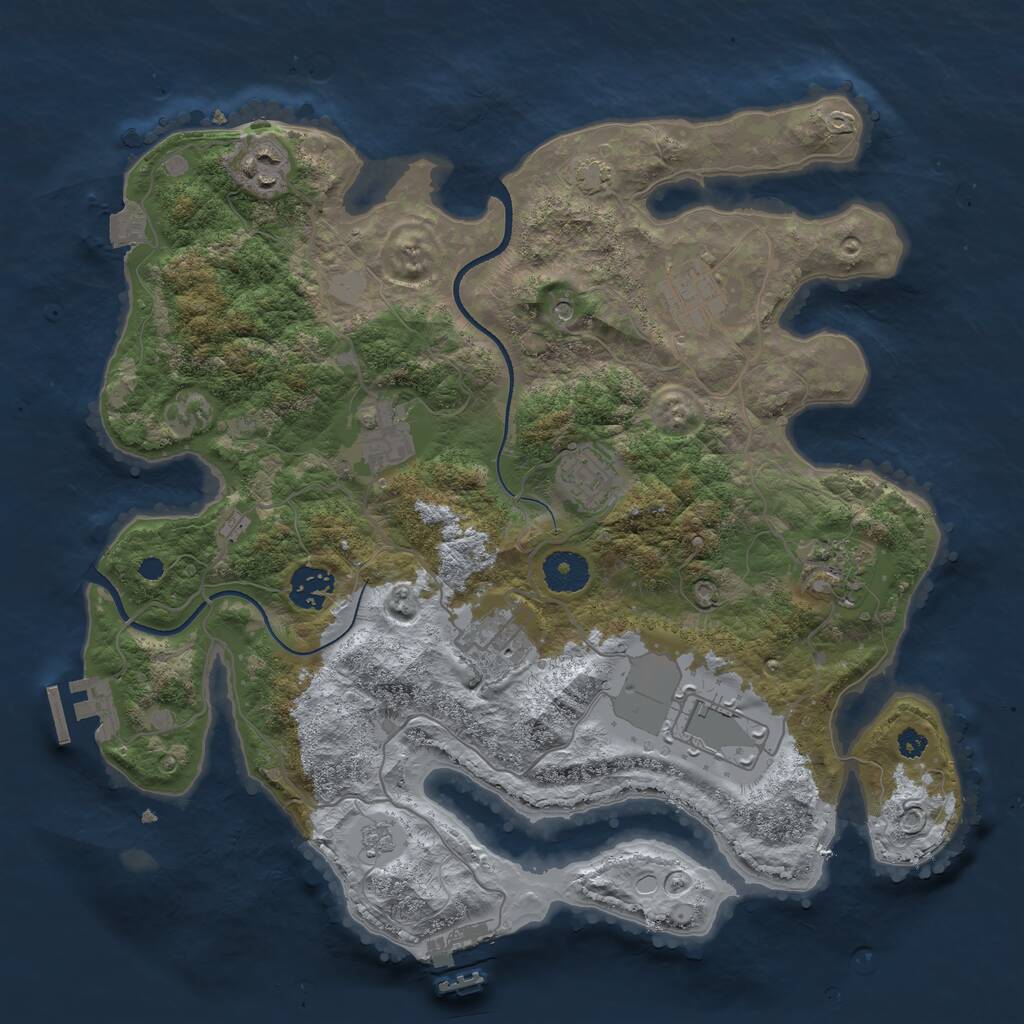 Rust Map: Procedural Map, Size: 3500, Seed: 182900704, 14 Monuments