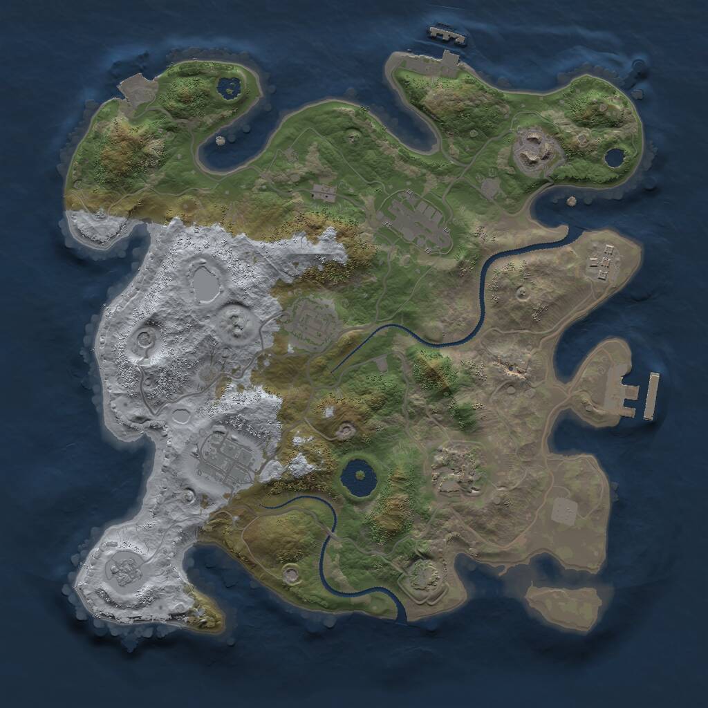 Rust Map: Procedural Map, Size: 3000, Seed: 1291481257, 12 Monuments