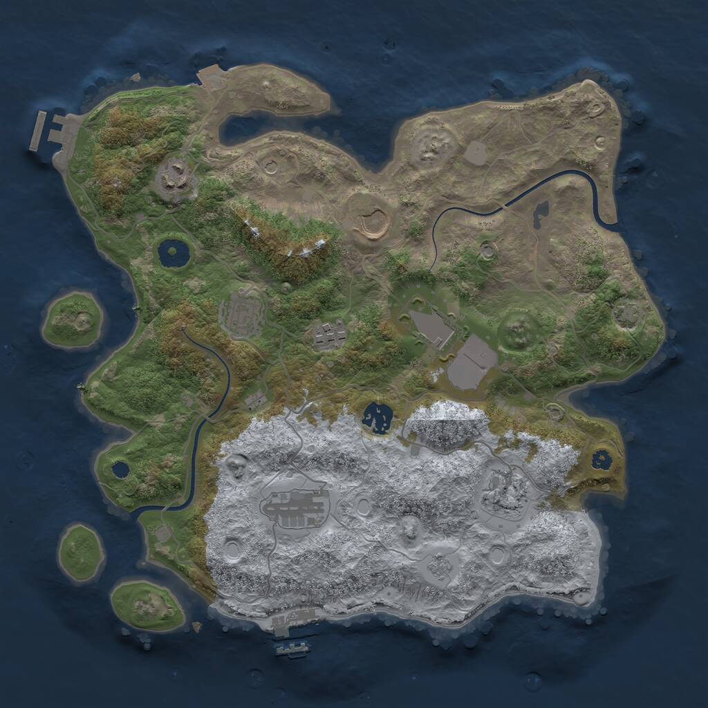 Rust Map: Procedural Map, Size: 3500, Seed: 65642076, 14 Monuments