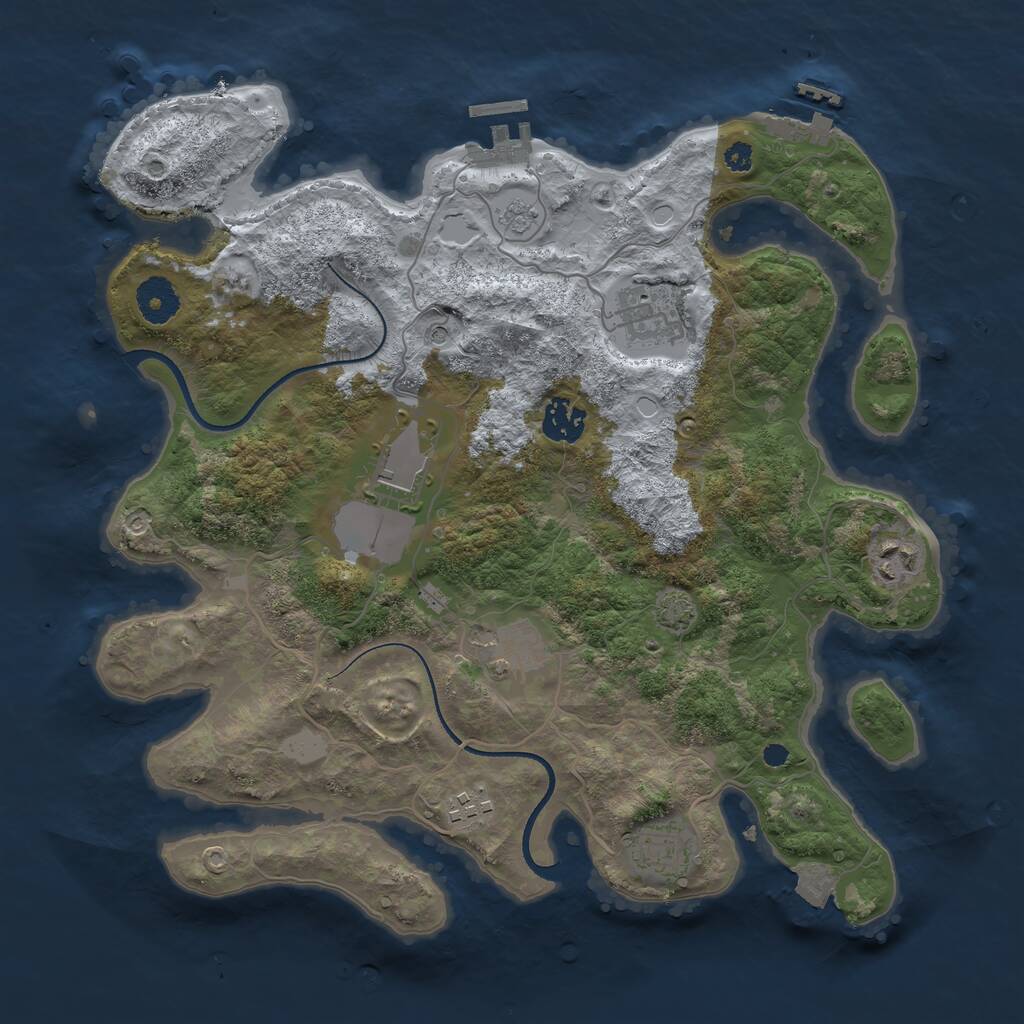 Rust Map: Procedural Map, Size: 3500, Seed: 259852485, 13 Monuments