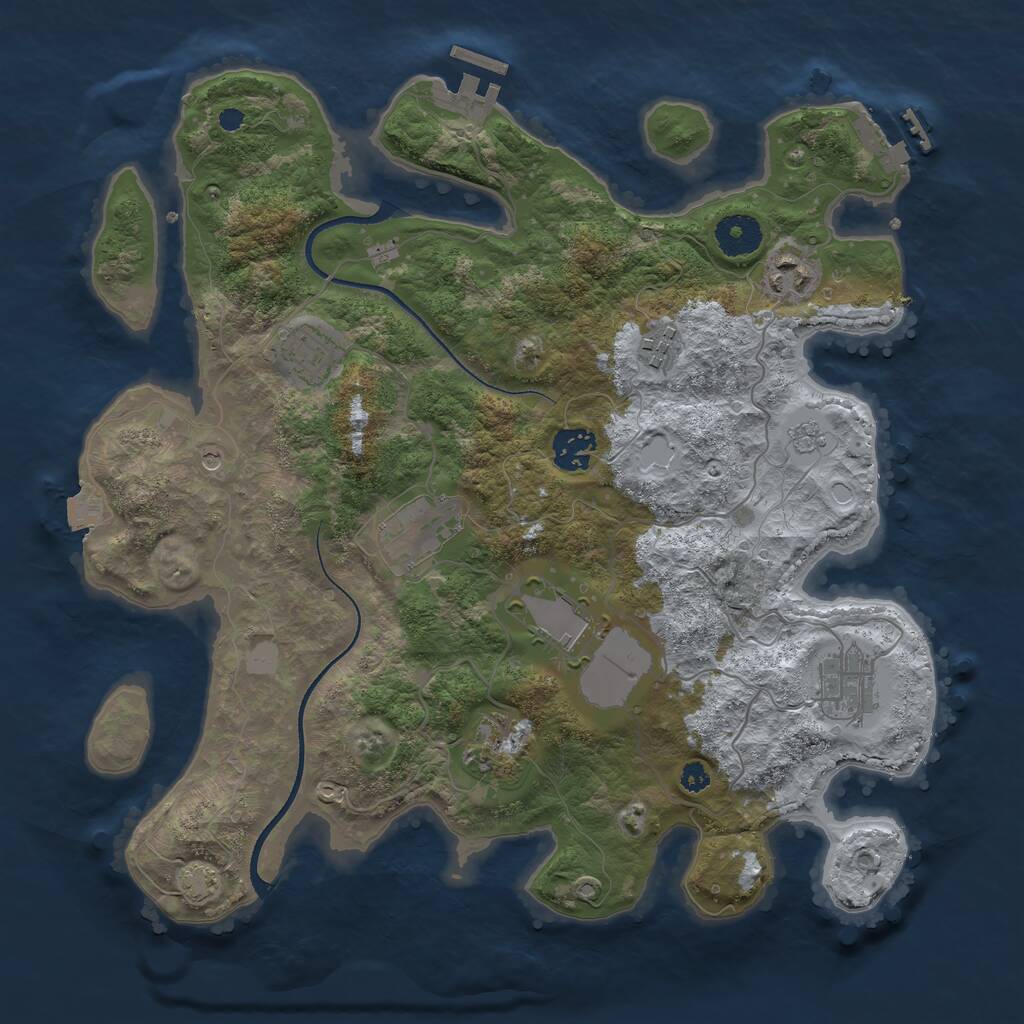 Rust Map: Procedural Map, Size: 3500, Seed: 601047119, 14 Monuments