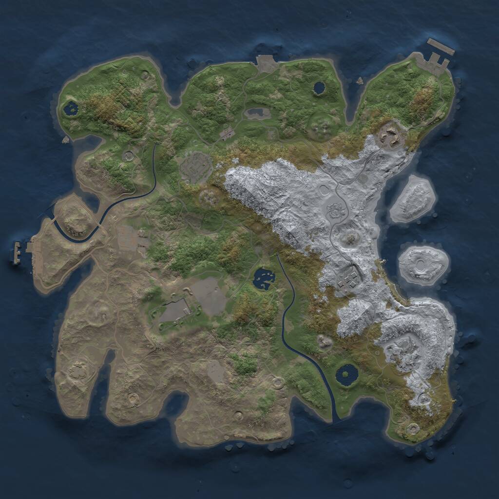 Rust Map: Procedural Map, Size: 3500, Seed: 174670611, 13 Monuments