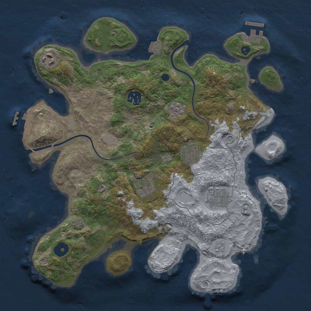 Rust Map: Procedural Map, Size: 3300, Seed: 970091922, 12 Monuments