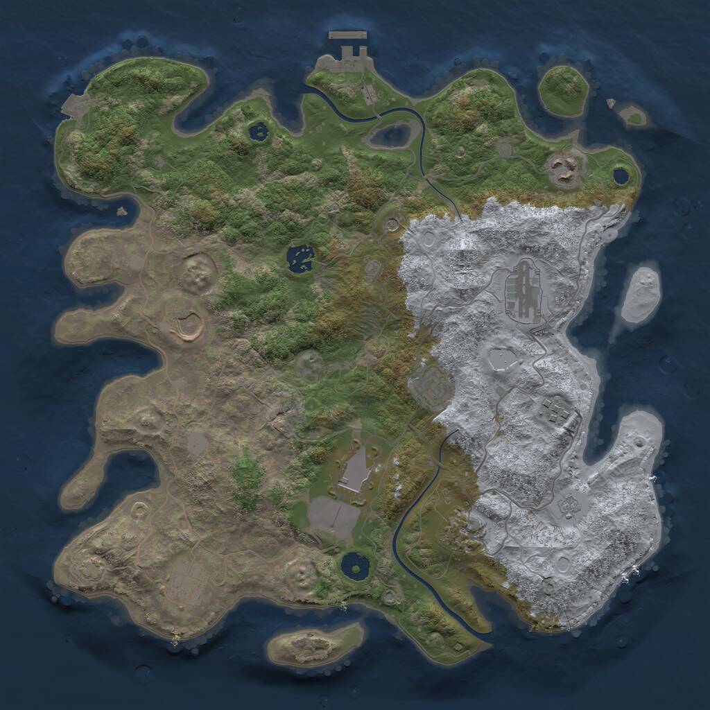 Rust Map: Procedural Map, Size: 3750, Seed: 708583304, 14 Monuments
