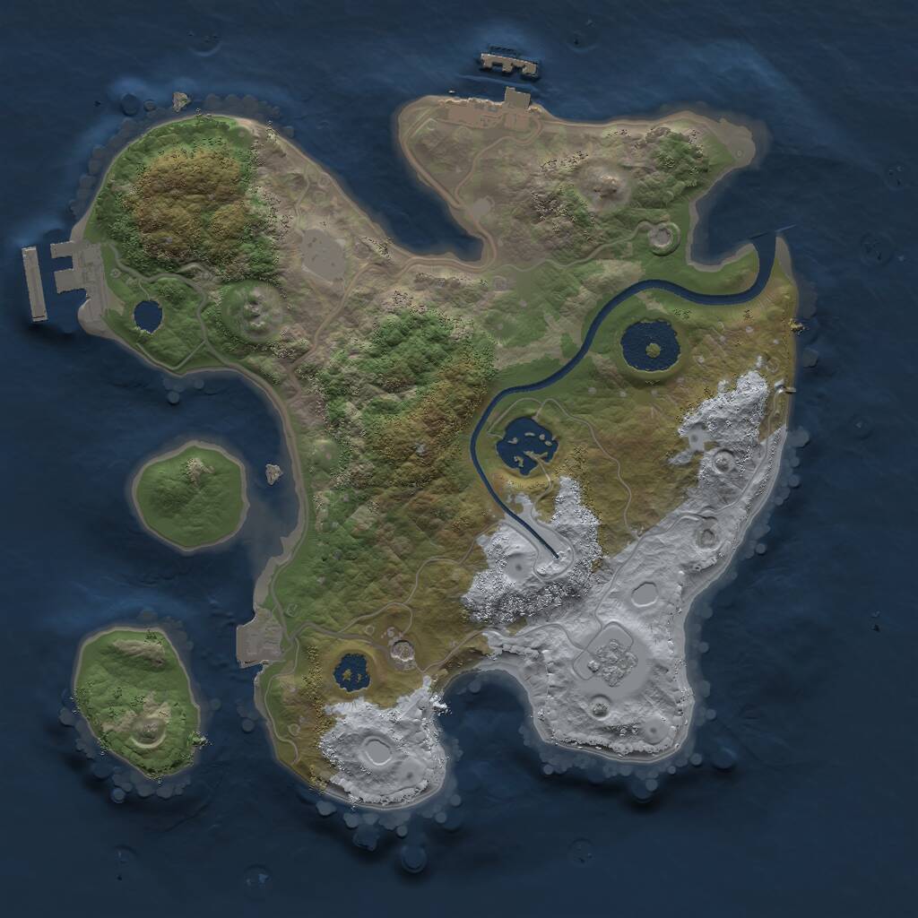 Rust Map: Procedural Map, Size: 2500, Seed: 22654, 6 Monuments