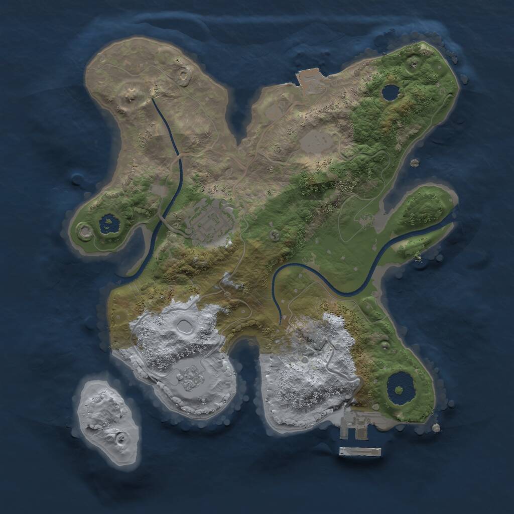 Rust Map: Procedural Map, Size: 2500, Seed: 508212187, 4 Monuments