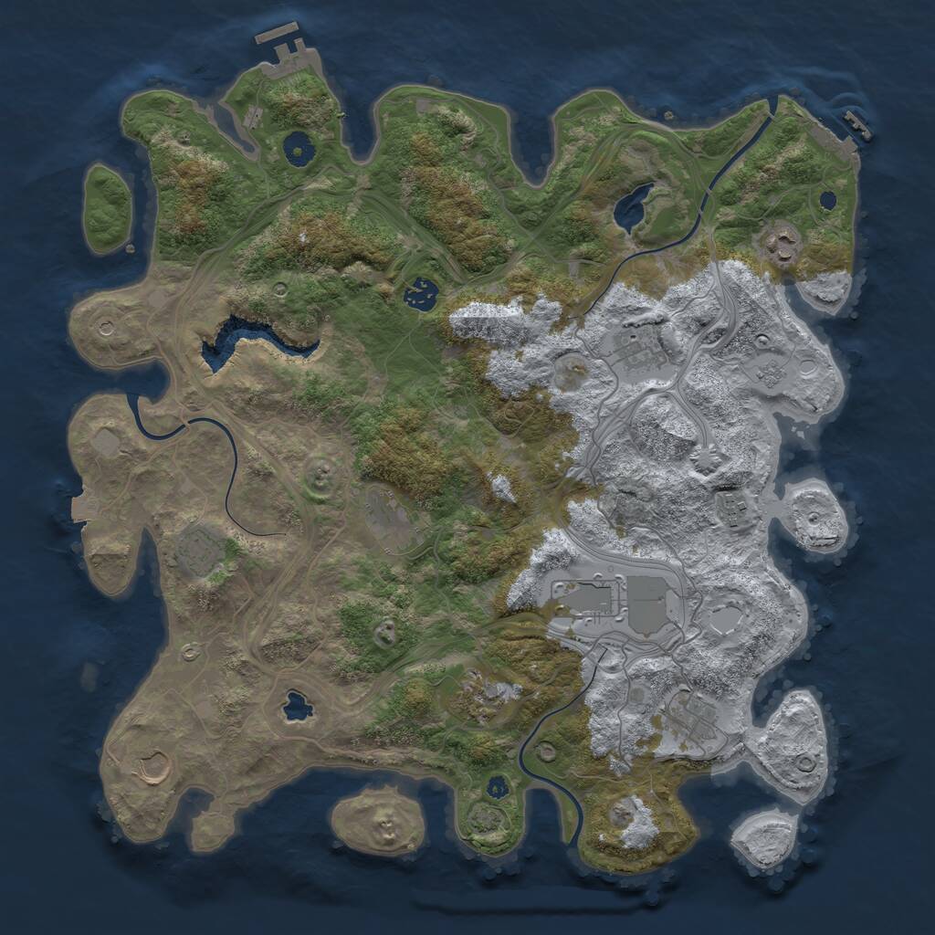 Rust Map: Procedural Map, Size: 4250, Seed: 296801047, 16 Monuments