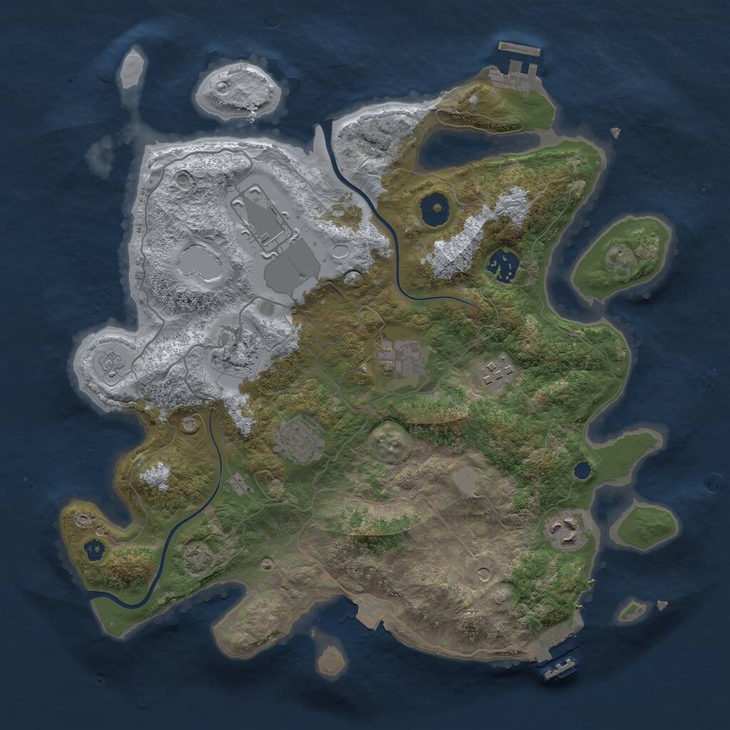Rust Map: Procedural Map, Size: 3500, Seed: 803316818, 13 Monuments