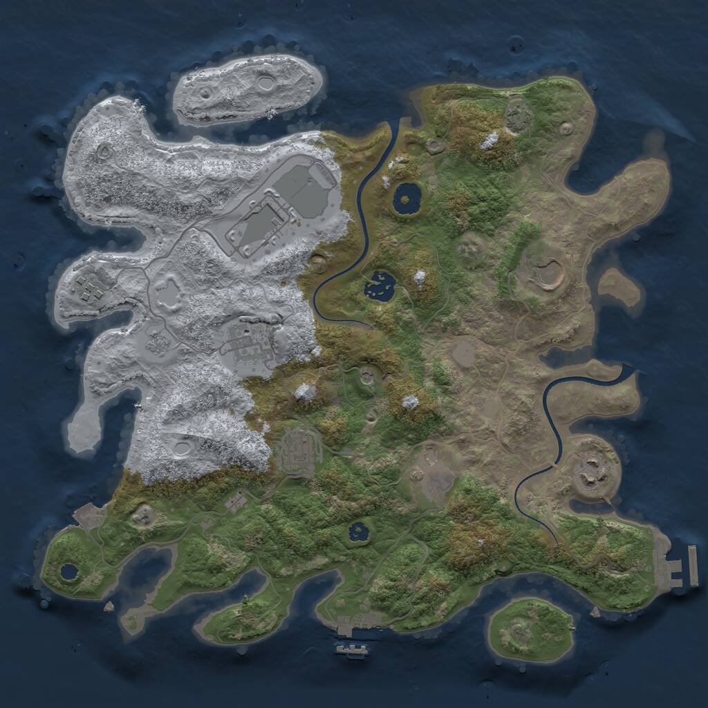Rust Map: Procedural Map, Size: 3500, Seed: 1343277678, 14 Monuments