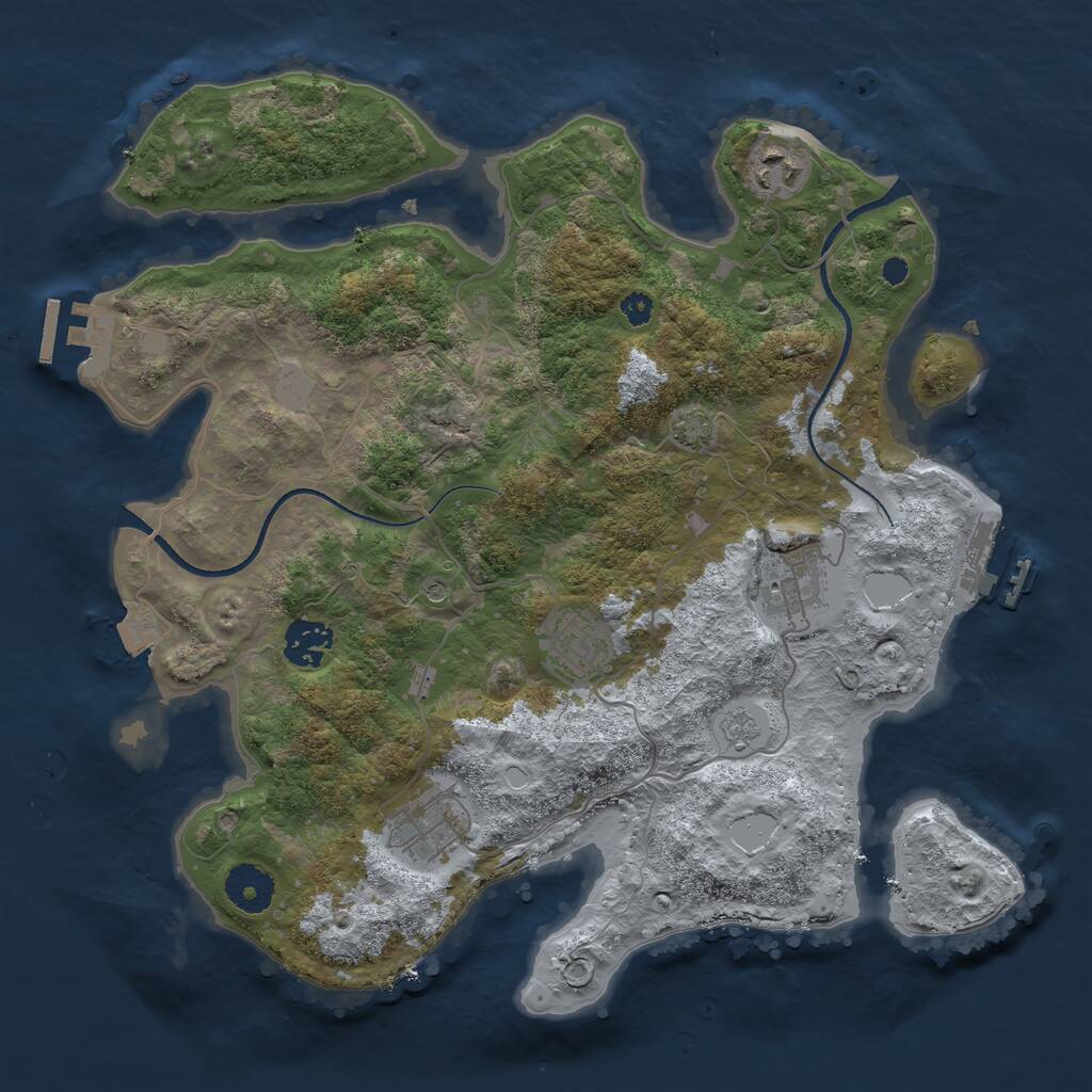 Rust Map: Procedural Map, Size: 3400, Seed: 727, 11 Monuments