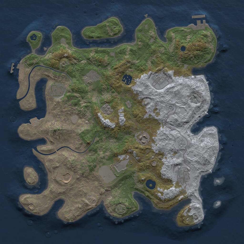 Rust Map: Procedural Map, Size: 3700, Seed: 637937044, 15 Monuments