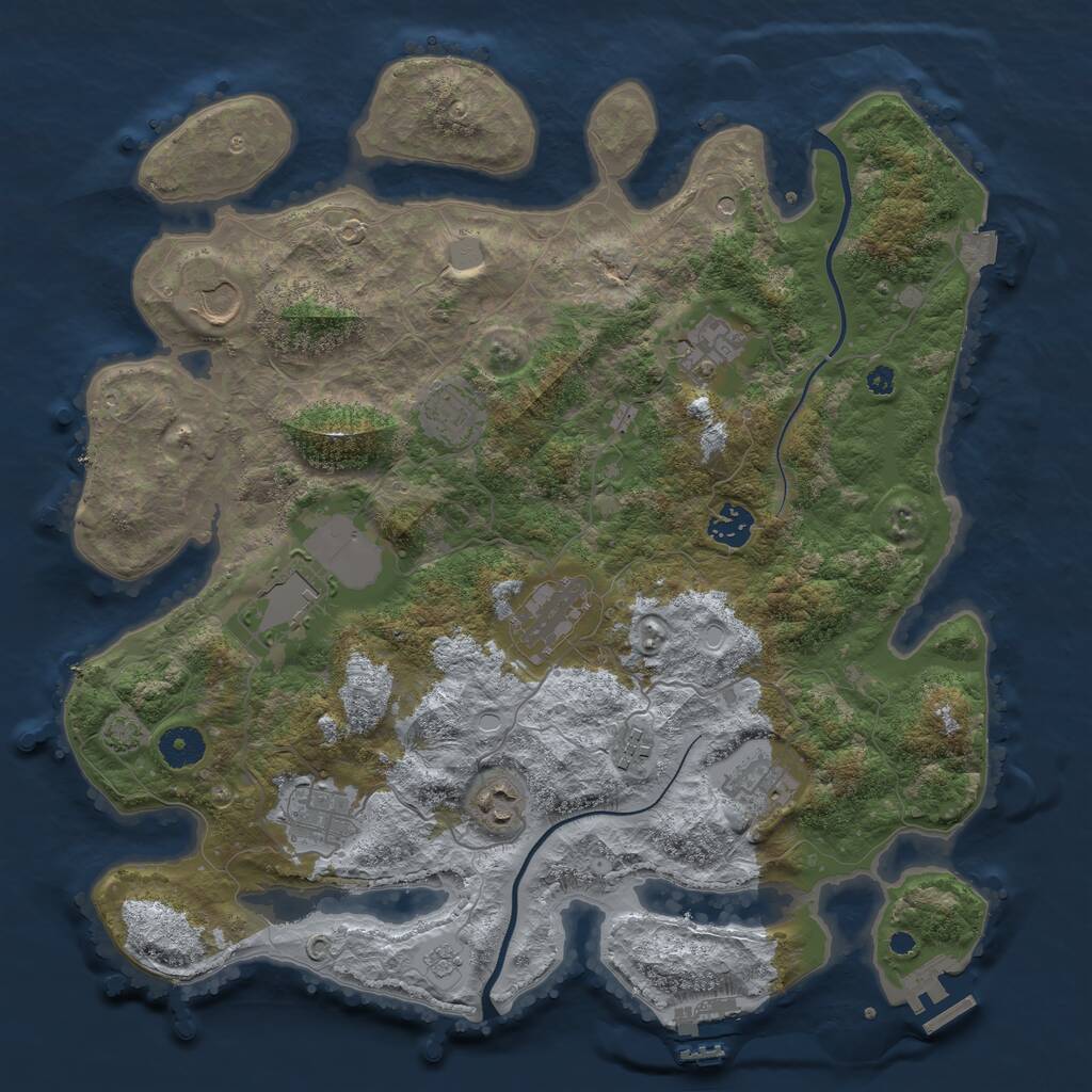 Rust Map: Procedural Map, Size: 3800, Seed: 562577475, 16 Monuments