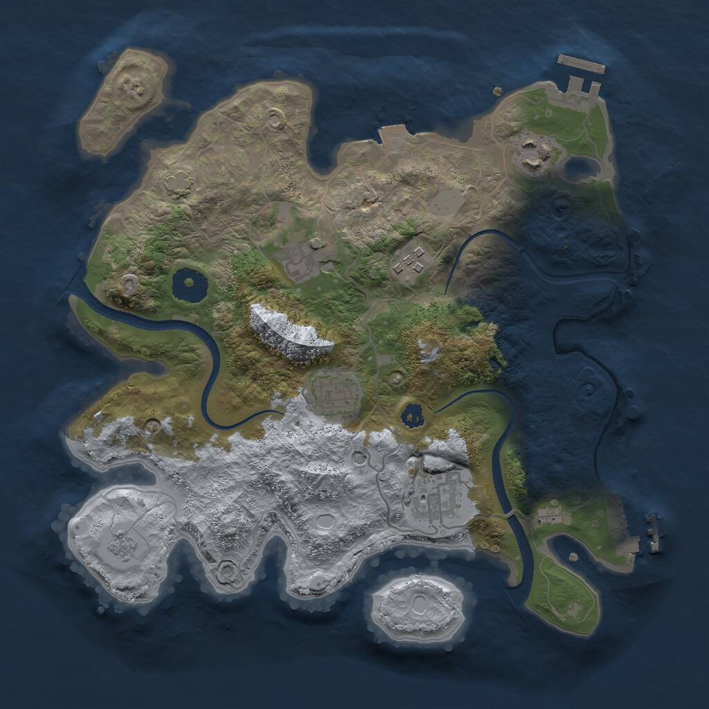 Rust Map: Procedural Map, Size: 3000, Seed: 691663367, 11 Monuments