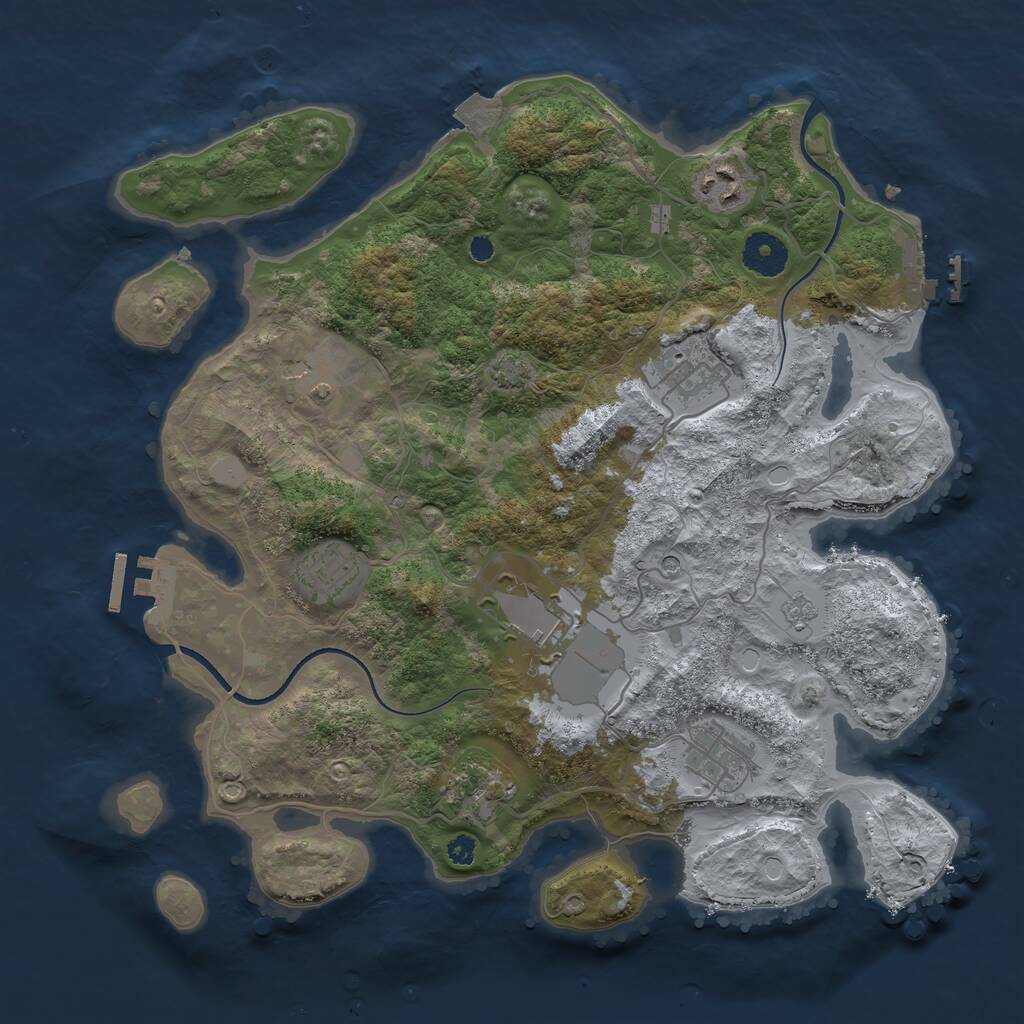 Rust Map: Procedural Map, Size: 3500, Seed: 778475785, 13 Monuments