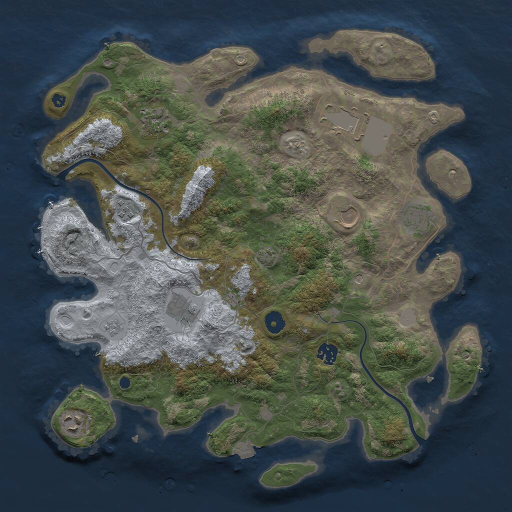 Rust Map: Procedural Map, Size: 3700, Seed: 1157077598, 12 Monuments