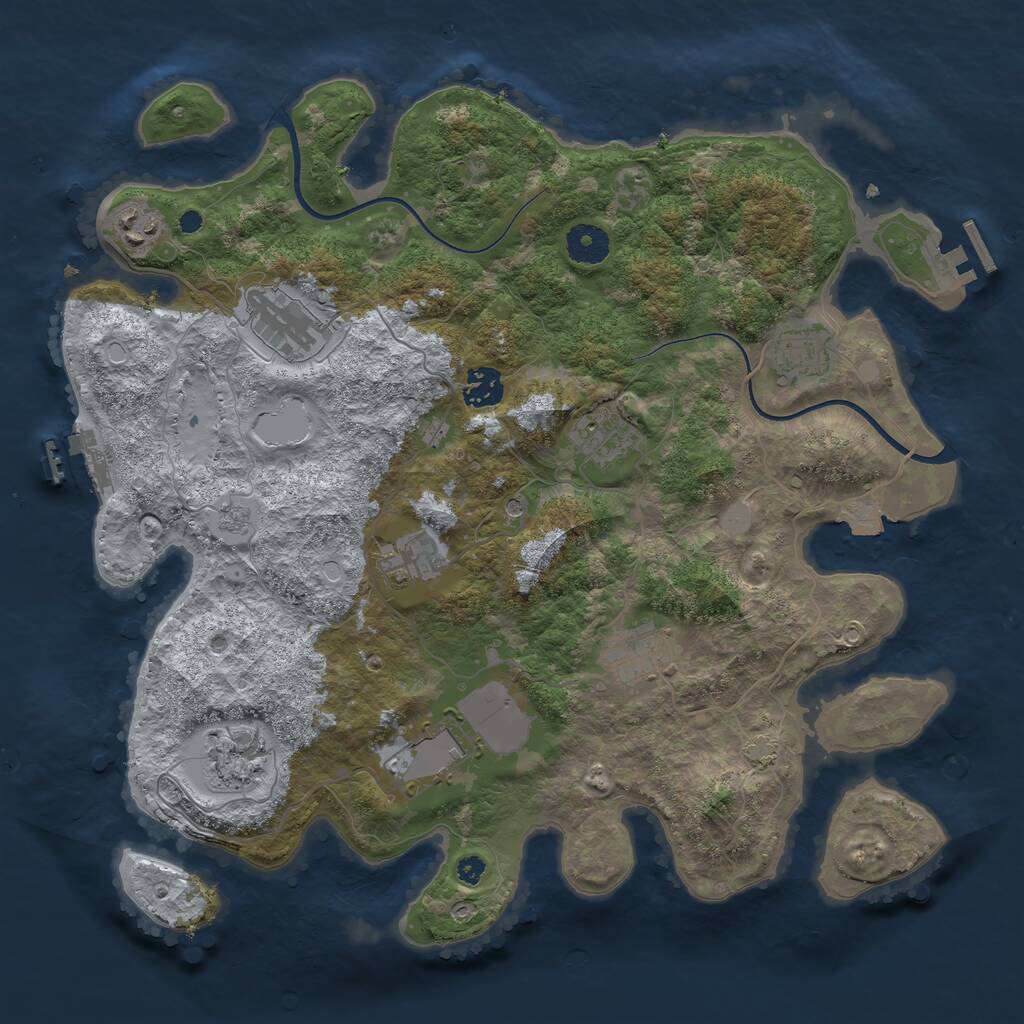 Rust Map: Procedural Map, Size: 3700, Seed: 338293587, 15 Monuments
