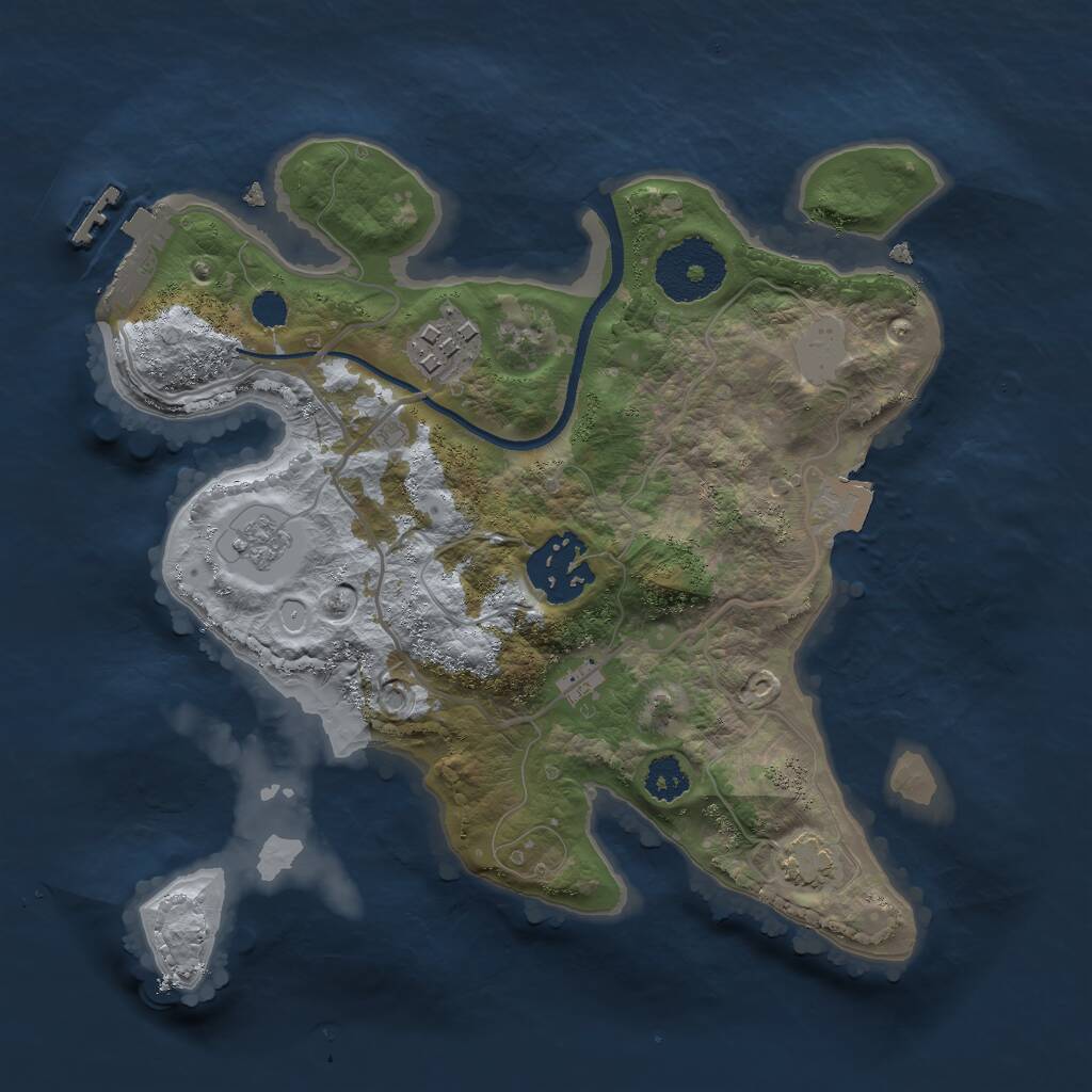 Rust Map: Procedural Map, Size: 2500, Seed: 7007, 6 Monuments