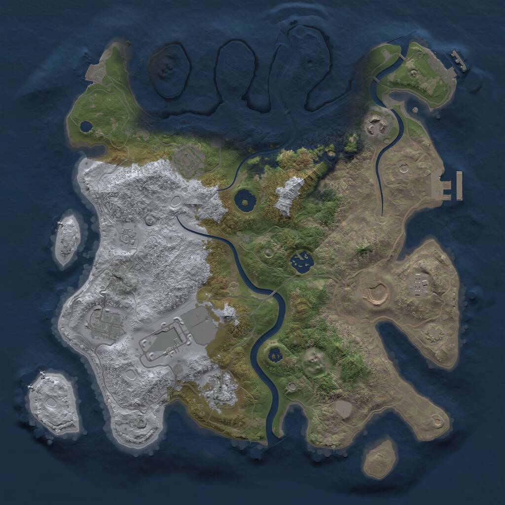 Rust Map: Procedural Map, Size: 3500, Seed: 1791633776, 14 Monuments