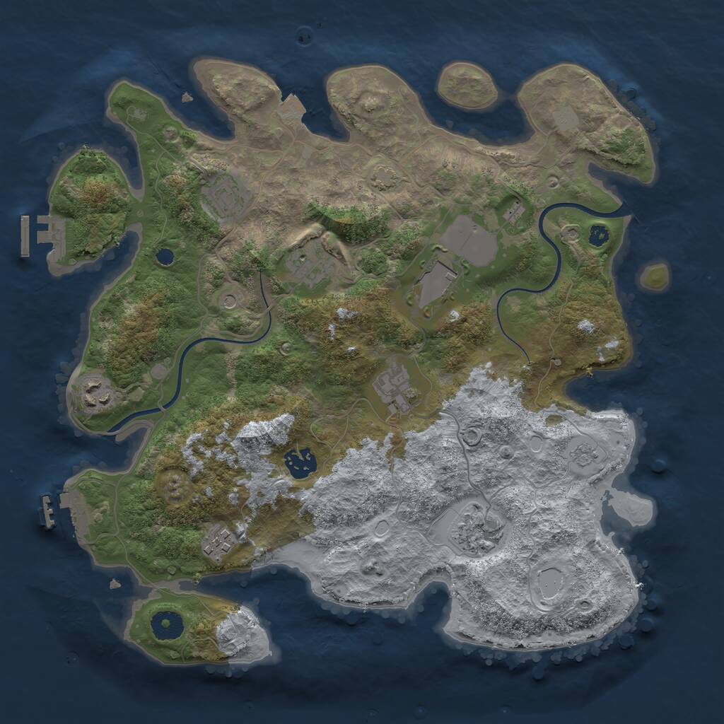 Rust Map: Procedural Map, Size: 3500, Seed: 110409897, 14 Monuments