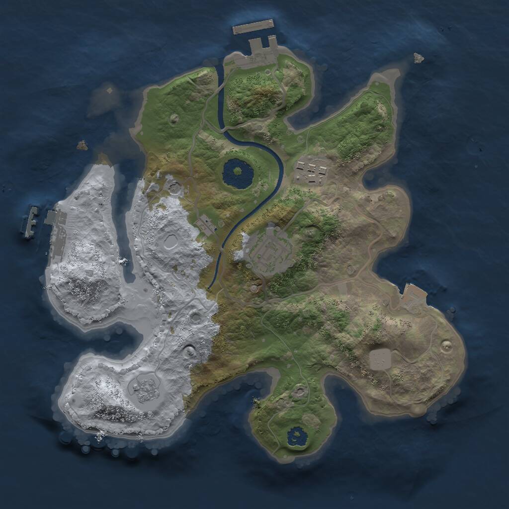 Rust Map: Procedural Map, Size: 2500, Seed: 5343, 7 Monuments