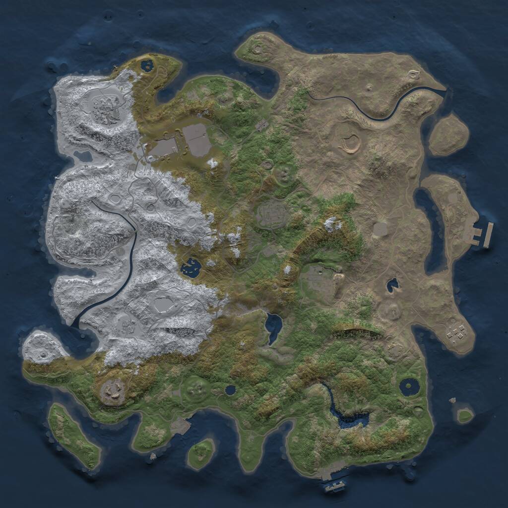 Rust Map: Procedural Map, Size: 4000, Seed: 154266235, 14 Monuments