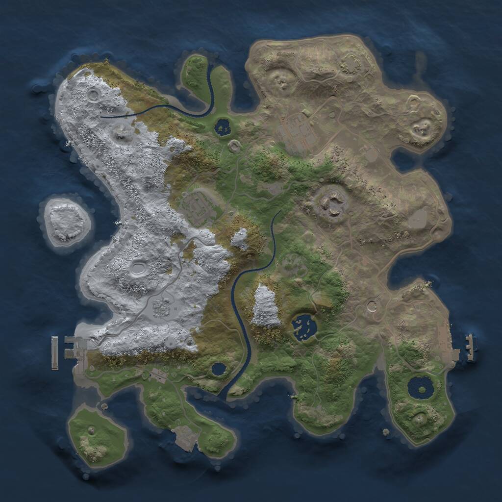 Rust Map: Procedural Map, Size: 3000, Seed: 1277990598, 10 Monuments
