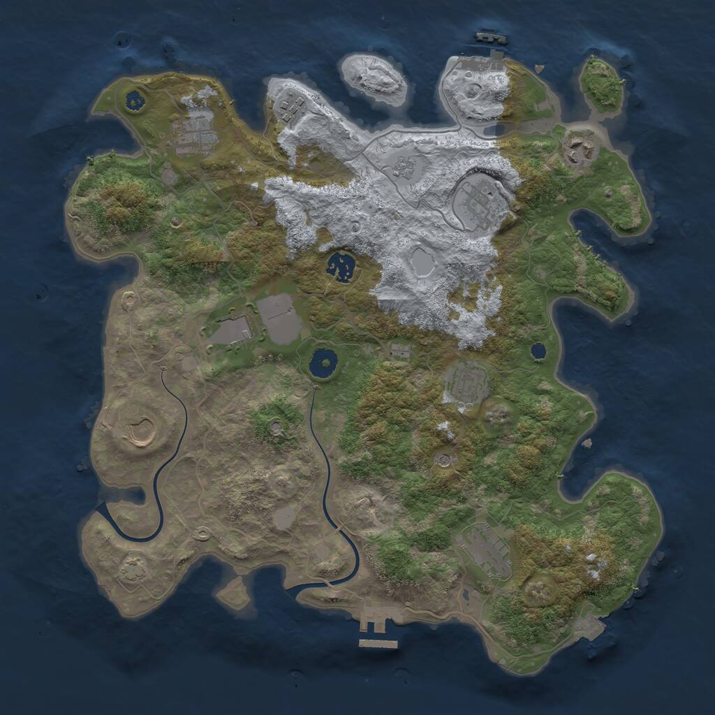 Rust Map: Procedural Map, Size: 3750, Seed: 50032, 15 Monuments