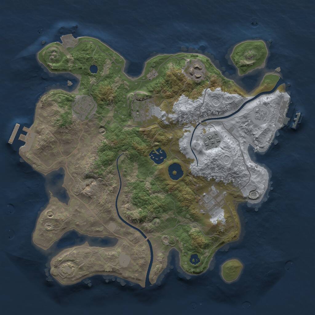 Rust Map: Procedural Map, Size: 3000, Seed: 915382544, 11 Monuments