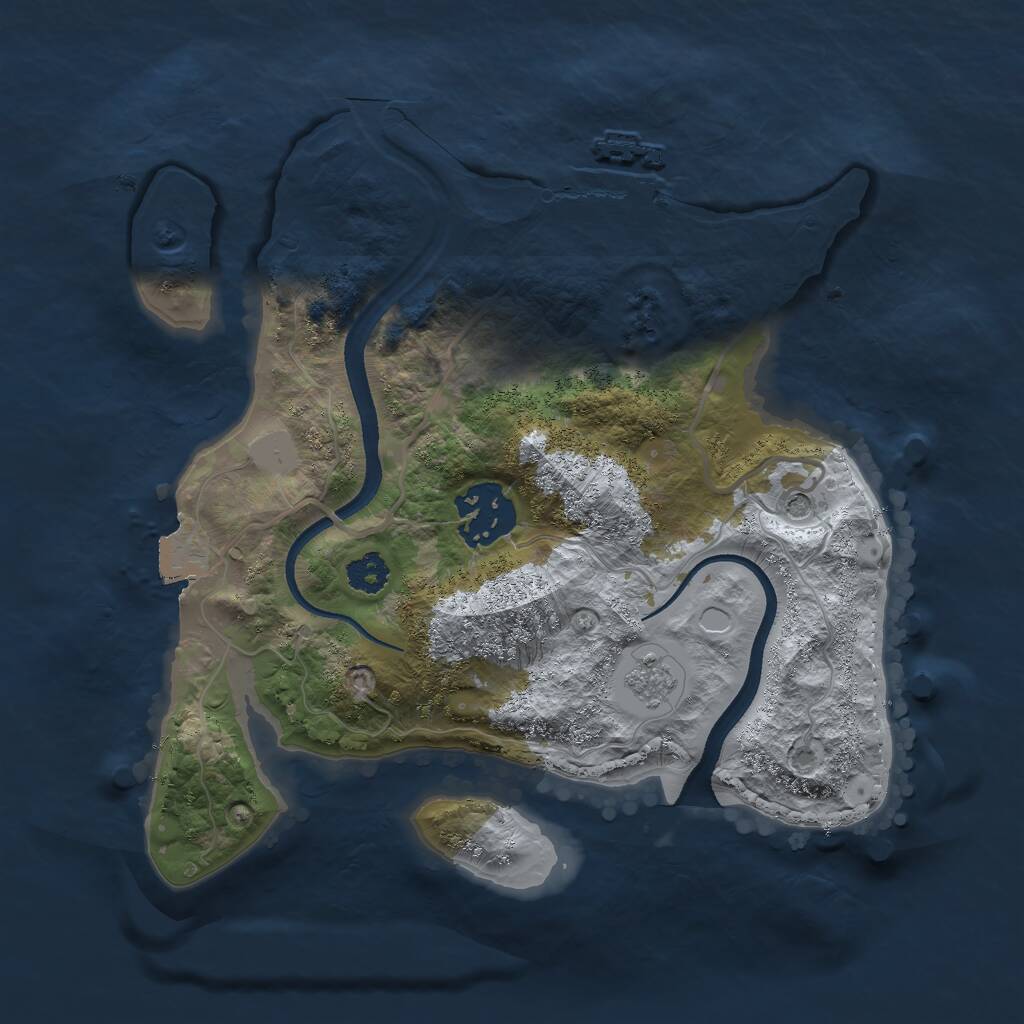 Rust Map: Procedural Map, Size: 2500, Seed: 1210460564, 5 Monuments