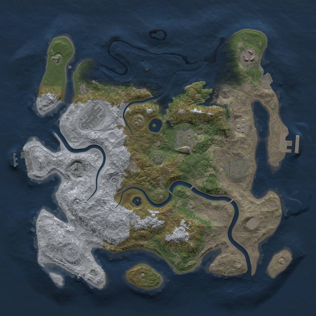 Rust Map: Procedural Map, Size: 3500, Seed: 922025079, 11 Monuments
