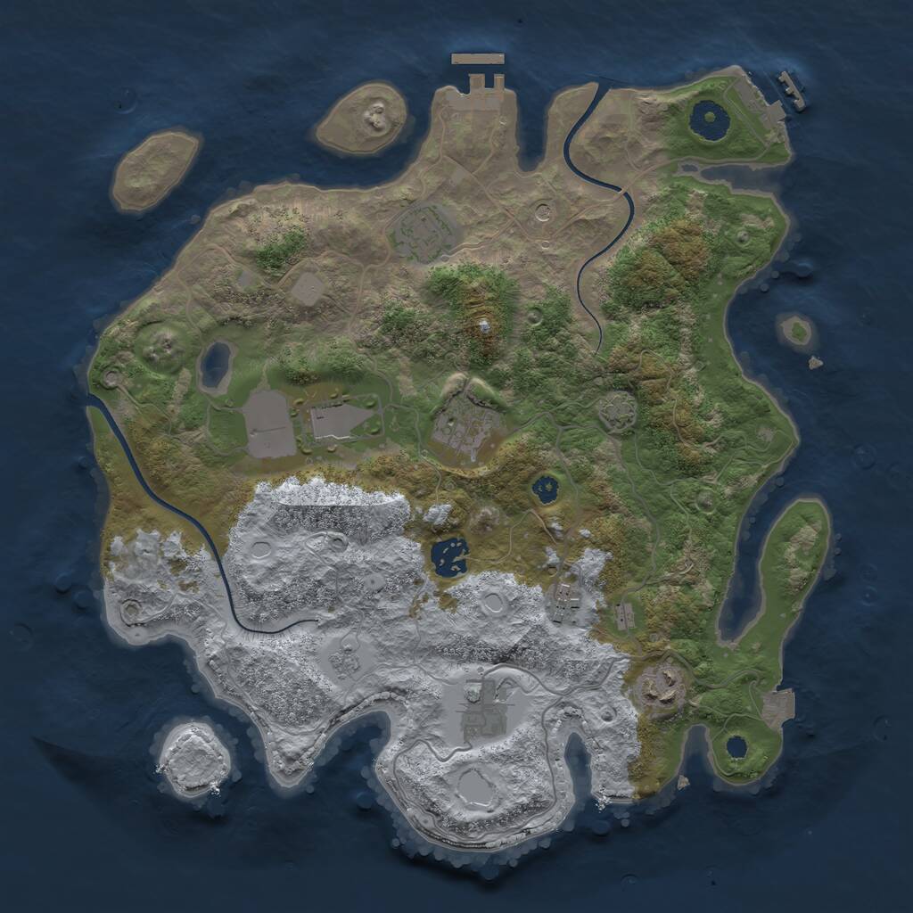Rust Map: Procedural Map, Size: 3500, Seed: 666548059, 13 Monuments