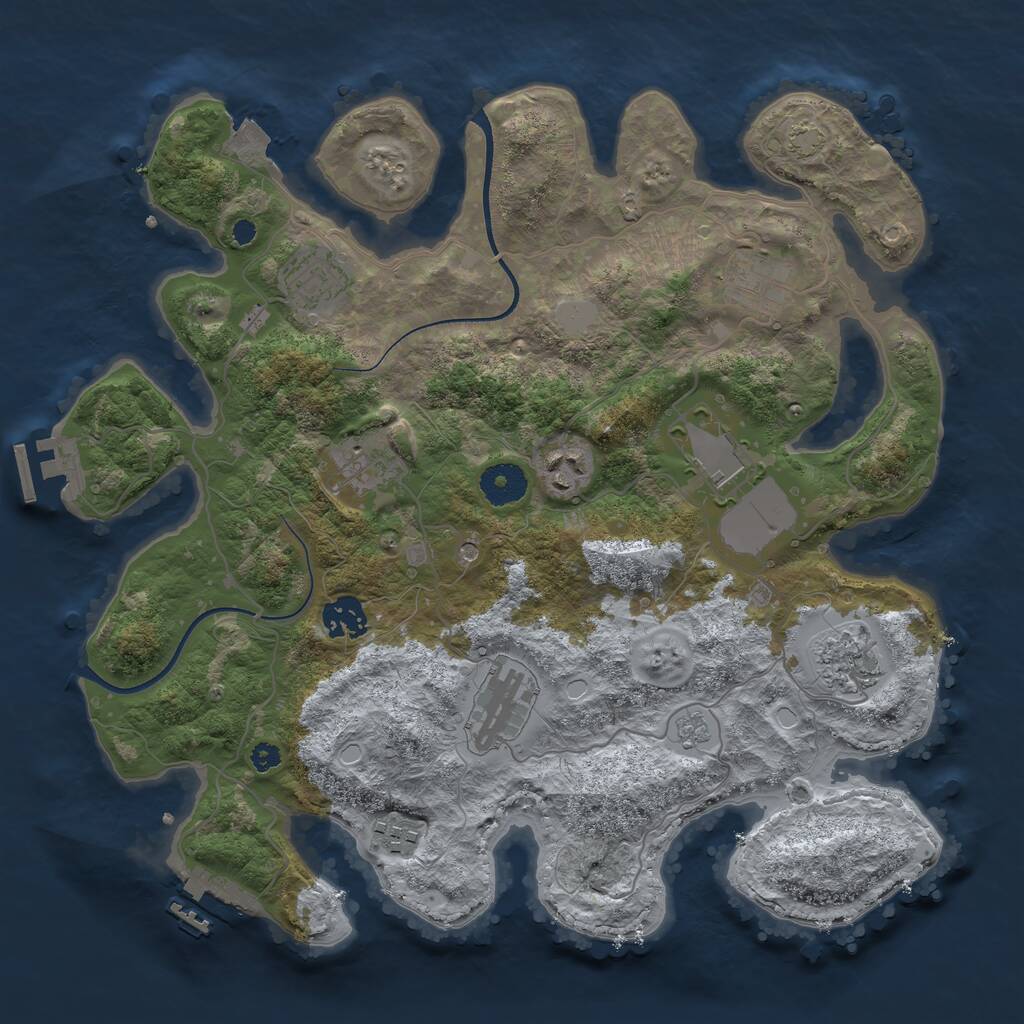 Rust Map: Procedural Map, Size: 3500, Seed: 1293416748, 15 Monuments