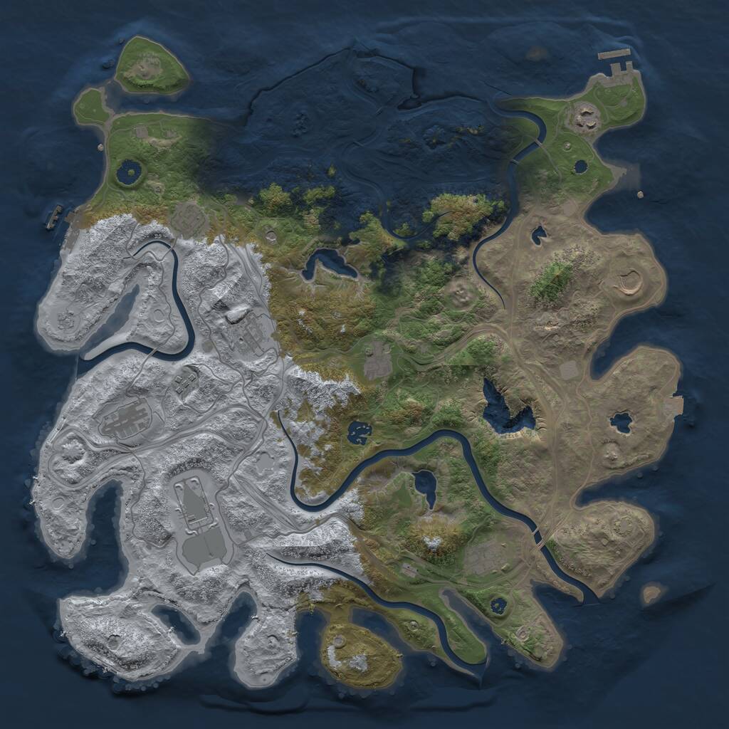 Rust Map: Procedural Map, Size: 4500, Seed: 816632584, 16 Monuments