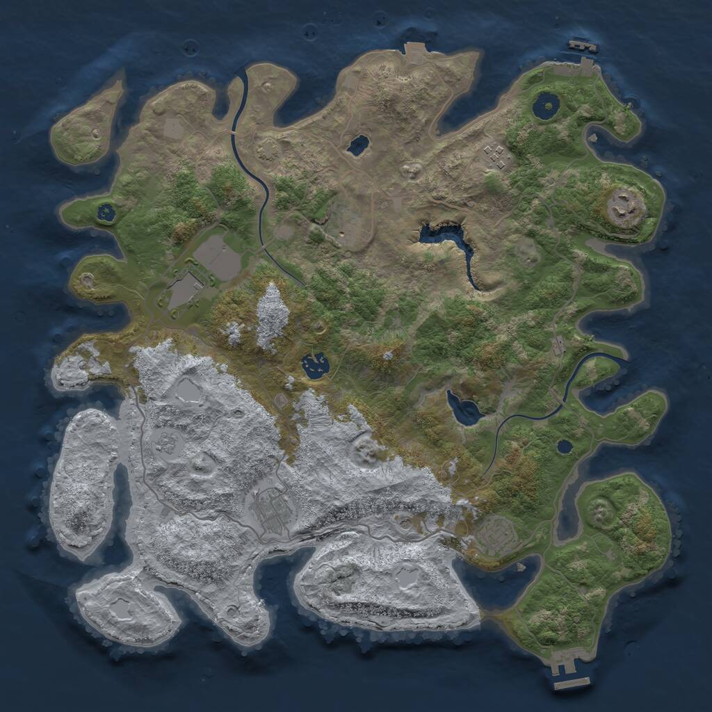 Rust Map: Procedural Map, Size: 4000, Seed: 742608049, 13 Monuments