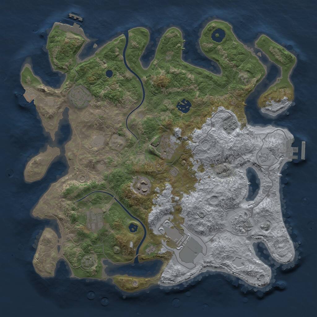 Rust Map: Procedural Map, Size: 3500, Seed: 353184298, 14 Monuments