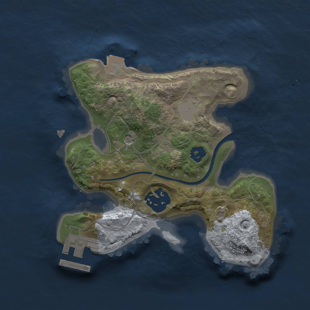 Rust Map: Procedural Map, Size: 2000, Seed: 1253273250, 4 Monuments