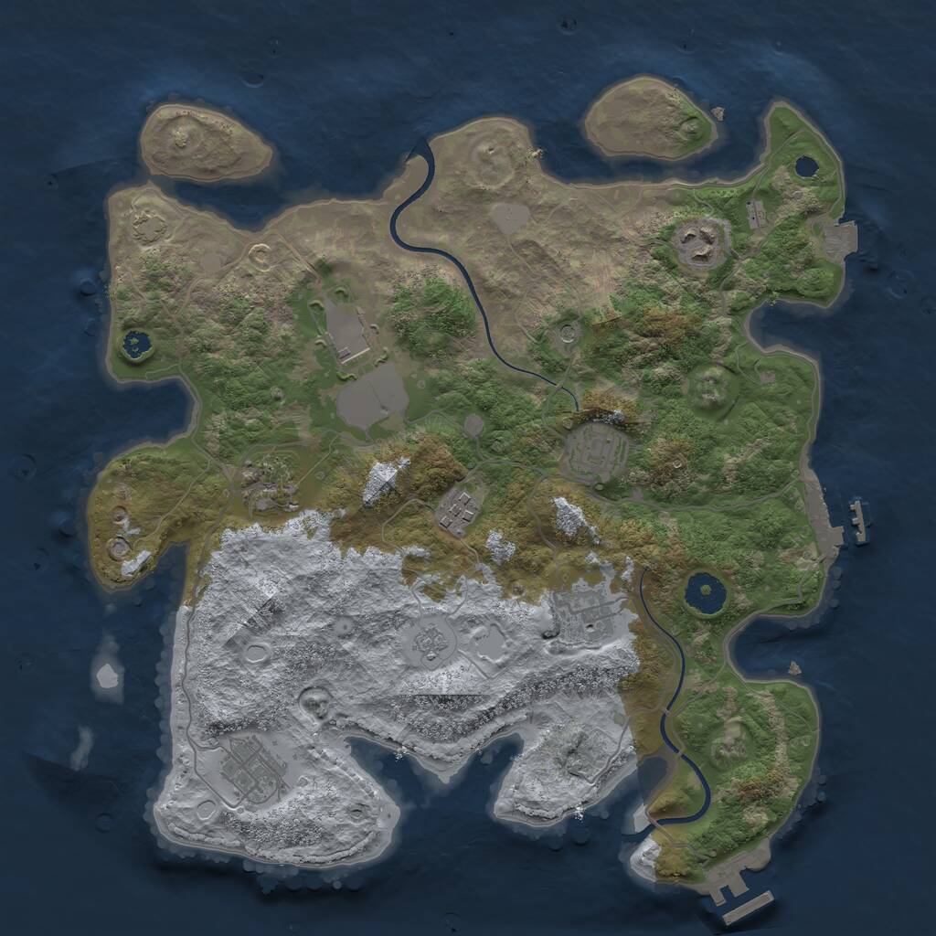 Rust Map: Procedural Map, Size: 3500, Seed: 1747071857, 13 Monuments
